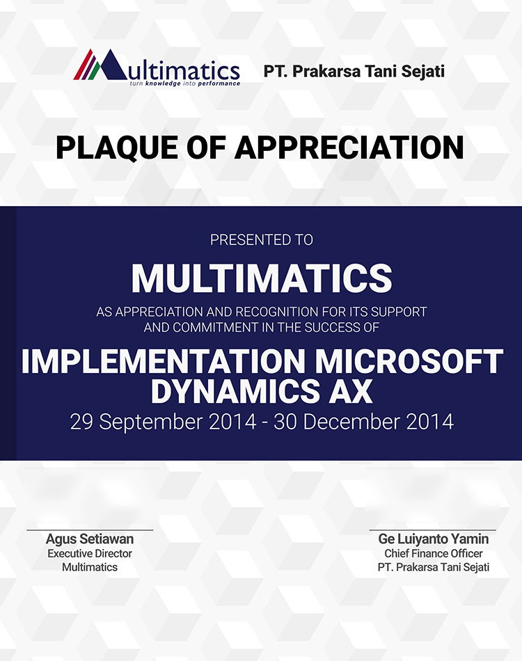 Implementation Microsoft Dynamix AX | PT Prakarsa Tani Sejati